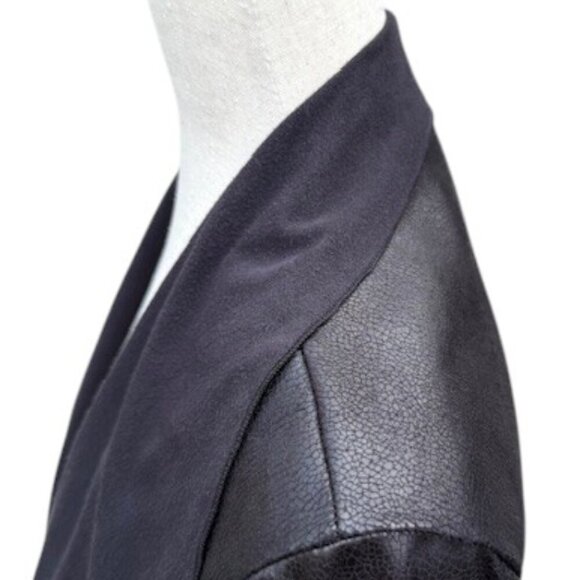 ME Made in France Mix Fabric Faux Suede/Leather Open Front Cardigan T3/US L NWOT - Picture 6 of 14